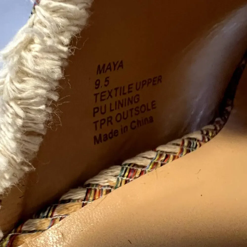 London Rag, Maya Tweed Tapestry with Fringe, 9.5, Block Heel